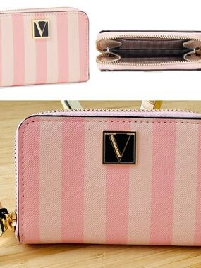 Victoria’s Secret Iconic Stripe Pink Small Wallet Card Holder